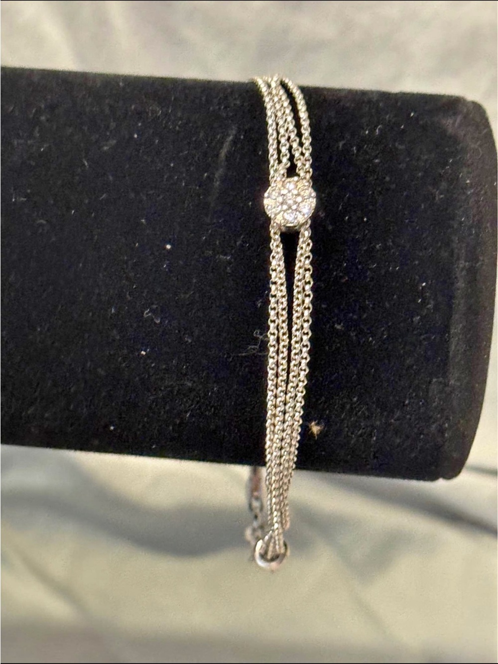 Vintage sterling silver and cubic zirconia multi strand bracelet